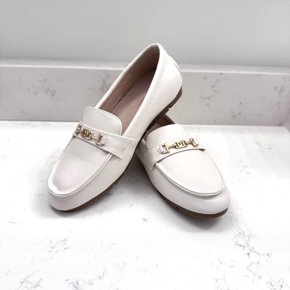 Loafers DeYashopin Womens Size 7 Bit Hardware Off Beige Faux Leather Flats